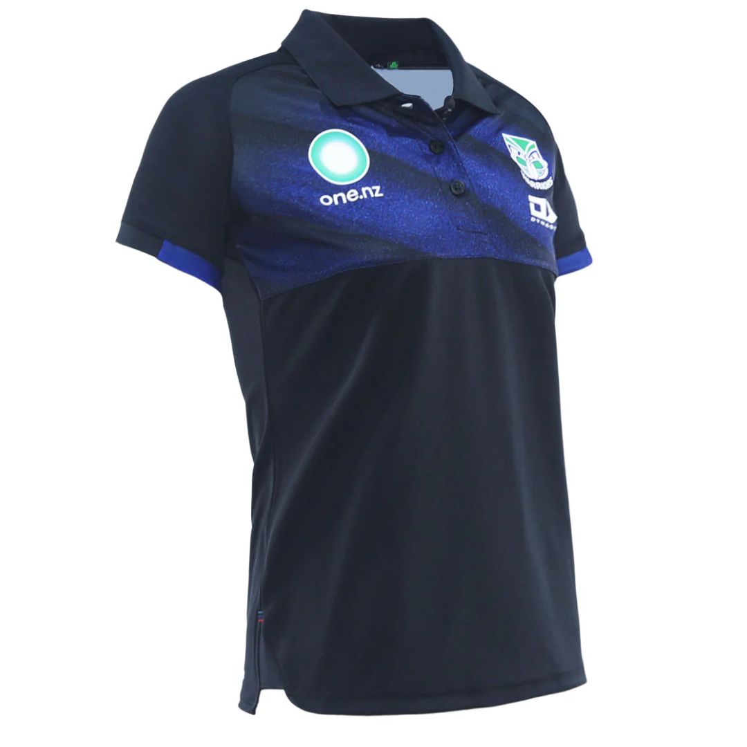 New Zealand Warriors 2025 Women's Black Sand Media Polo Shirt