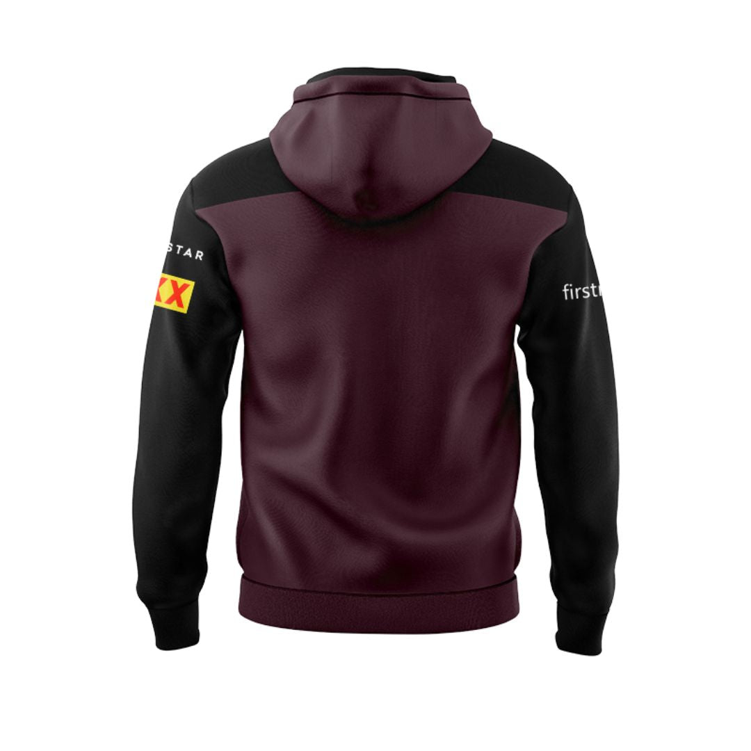 Brisbane Broncos 2025 Black Sleeve Hoodie with Zipper