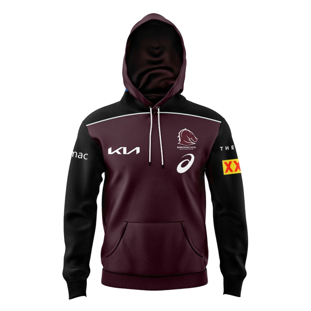 Brisbane Broncos 2025 Black Sleeve Hoodie