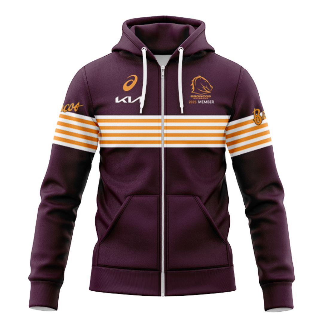 Brisbane Broncos 2025 Members Hoodie with Zipper