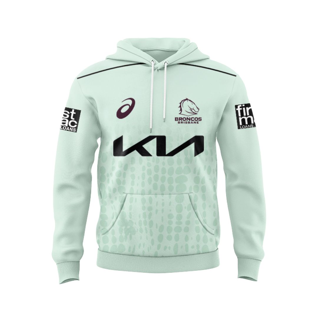 Brisbane Broncos 2025 Mint Green Training Hoodie