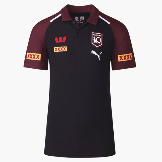 Queensland Maroons State Of Origin 2024 Black Front Polo Shirt