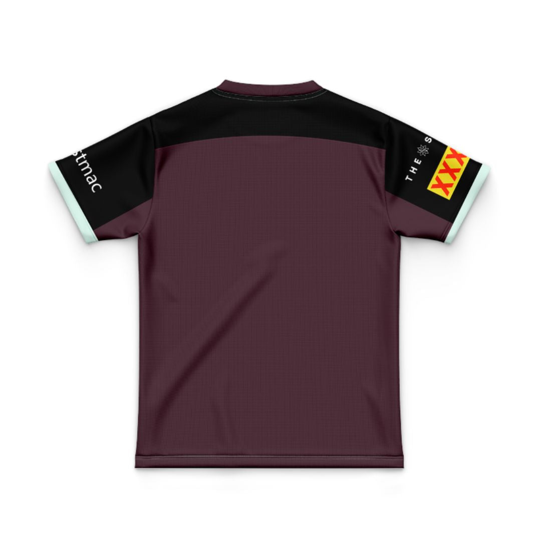 Brisbane Broncos 2025 Kids Black Sleeve Jersey and Shorts Kit