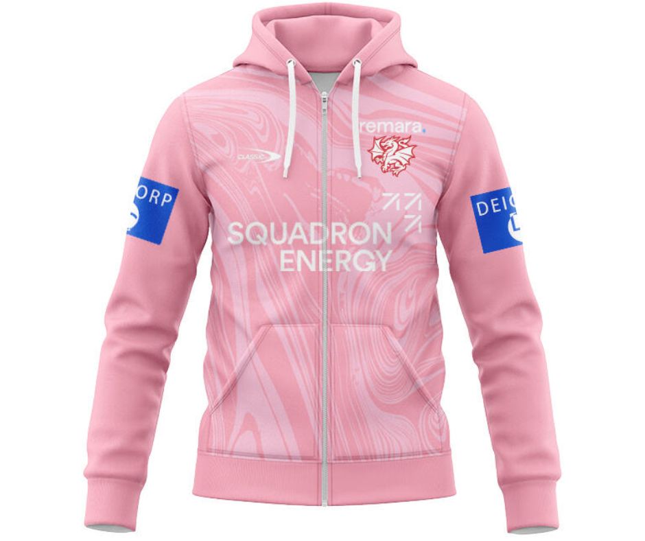 St George Illawarra Dragons 2025 Pink Training Hoodie with Zipper