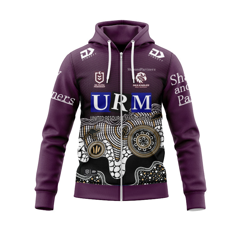 Manly Warringah Sea Eagles 2025 Indigenous Hoodie with Zipper
