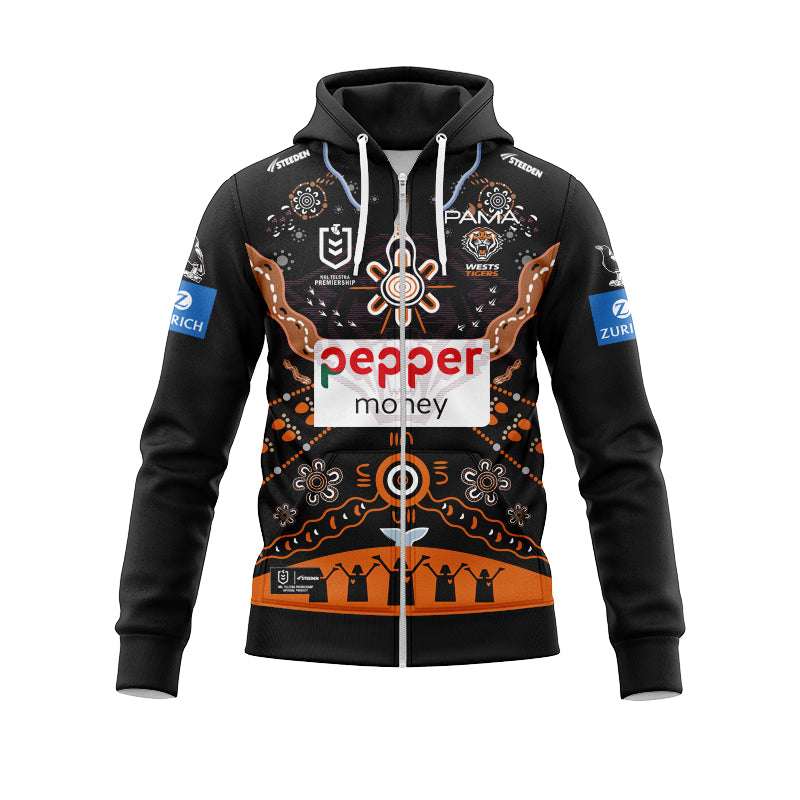 Wests Tigers 2025 Indigenous Hoodie with Zipper