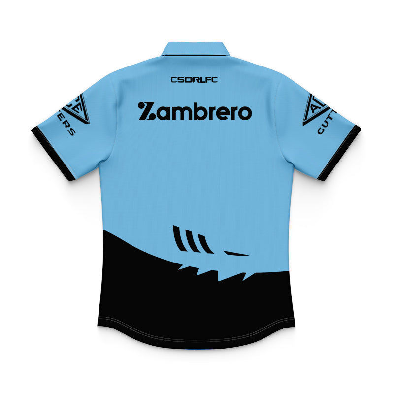 Cronulla Sutherland Sharks 2025 Kids Blue Training Polo Shirt
