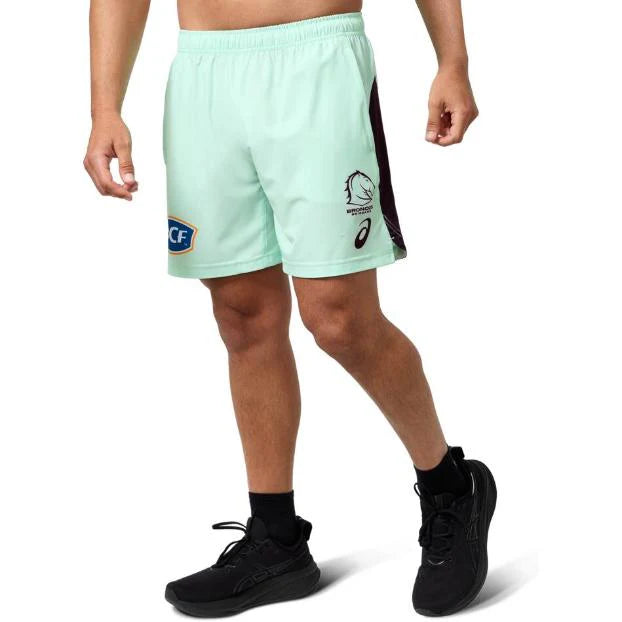 Brisbane Broncos 2025 Long Mint Green Training Gym Shorts