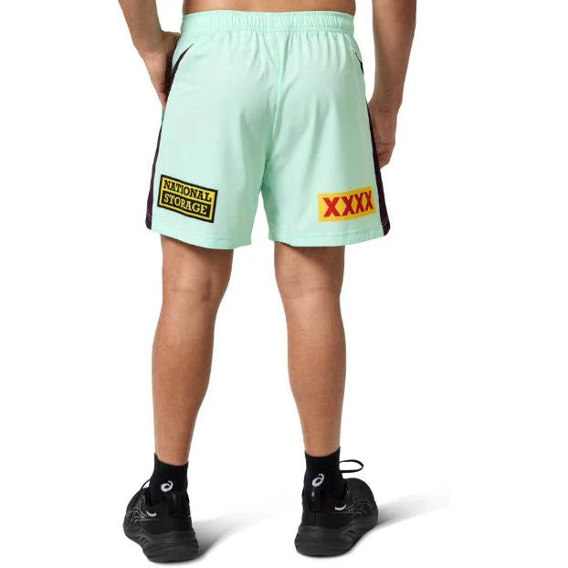 Brisbane Broncos 2025 Long Mint Green Training Gym Shorts