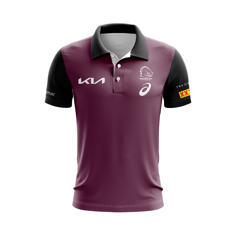 Brisbane Broncos 2024 Black Sleeve Polo Shirt