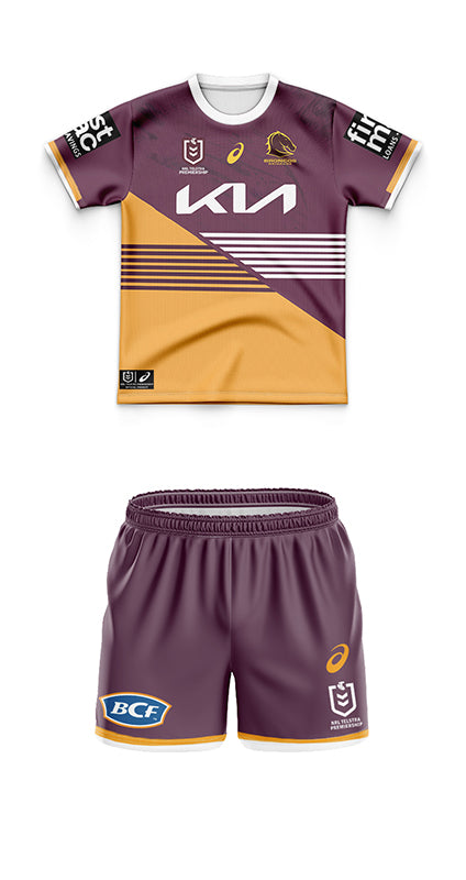 Kids Brisbane Broncos 2024 Home Jersey and Shorts Kit