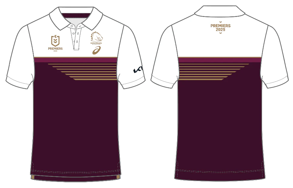 Brisbane Broncos 2025 Premiers Polo Shirt - Maroon