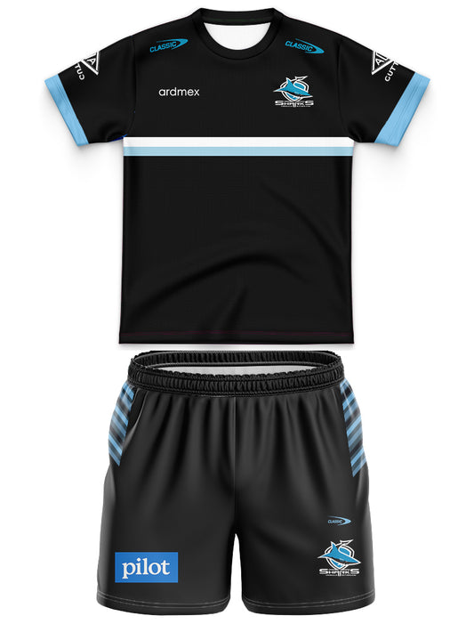 Kids Cronulla Sutherland Sharks 2023 Jersey and Shorts Training Kit