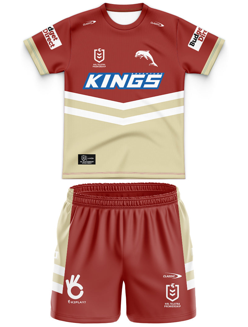 Redcliffe Dolphins 2024 Kids Home Jersey and Shorts Kit