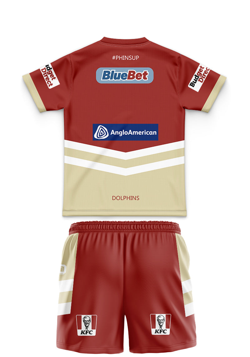 Redcliffe Dolphins 2024 Kids Home Jersey and Shorts Kit