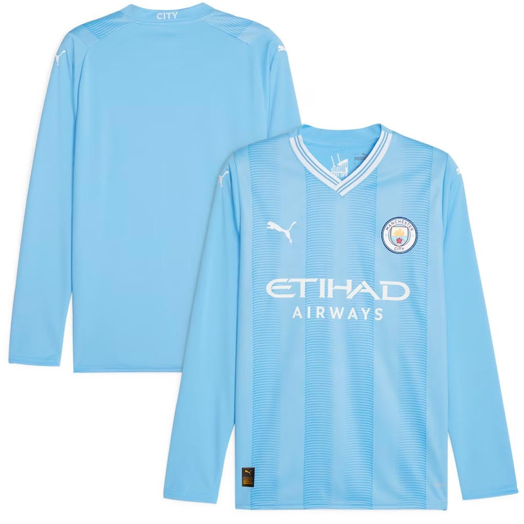 Manchester City 2023/24 Long Sleeve Home Jersey Shirt Kit
