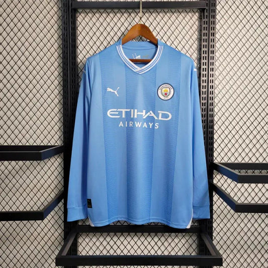 Manchester City 2023/24 Long Sleeve Home Jersey Shirt Kit