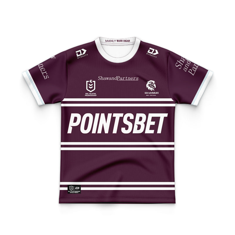 Manly Warringah Sea Eagles 2024 Kids Home Jersey and Shorts Kit
