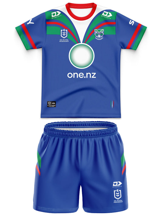 Kids New Zealand Warriors 2024 Home Jersey and Shorts Kit