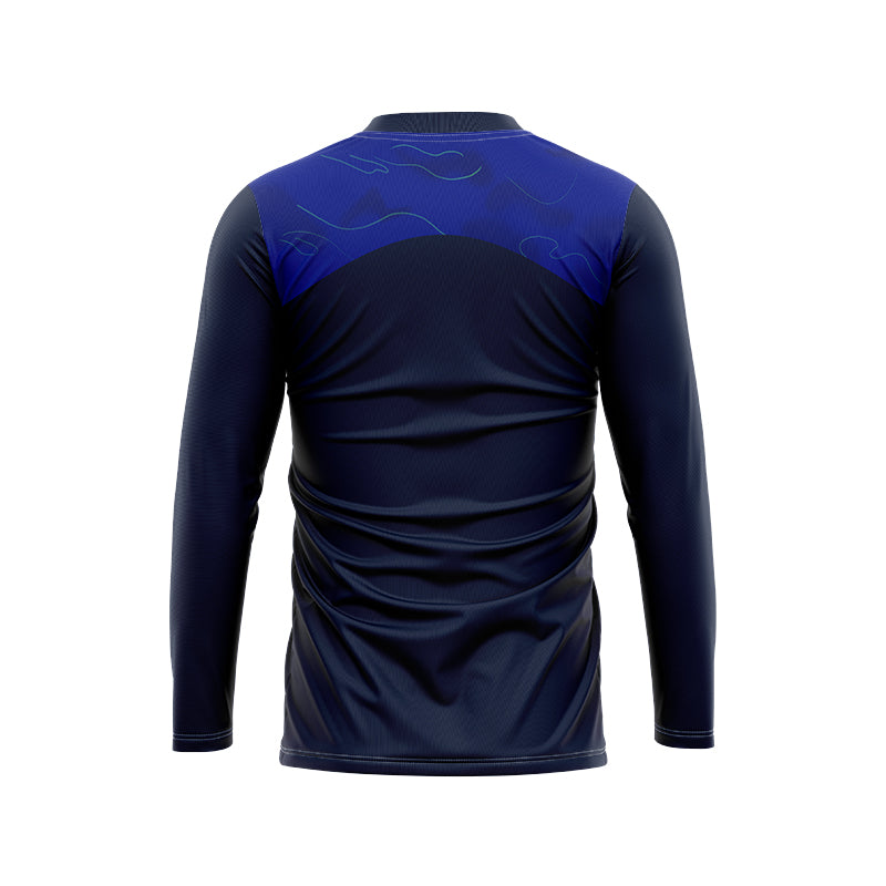 New Zealand Warriors 2024 Long Sleeve Blue Media Shirt