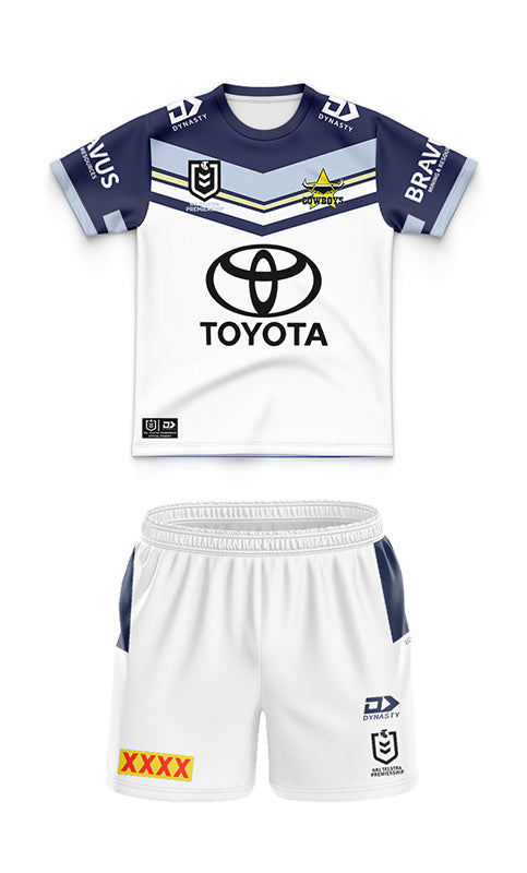 Kids North Queensland Cowboys 2024 Away Jersey and Shorts Kit