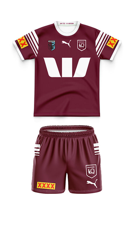 Queensland Maroons State Of Origin 2024 Kids Jersey and Shorts Kit