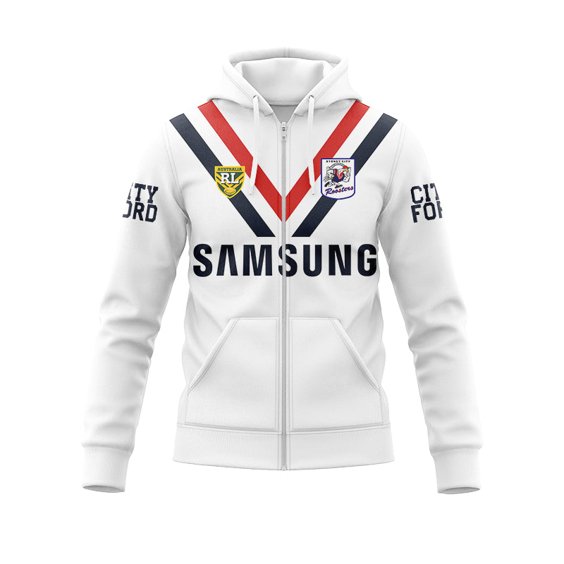 Sydney Roosters 1996 Retro Away Hoodie with Zipper