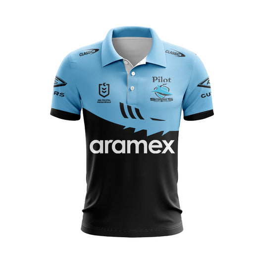 Cronulla Sutherland Sharks 2025 Blue Training Polo Shirt