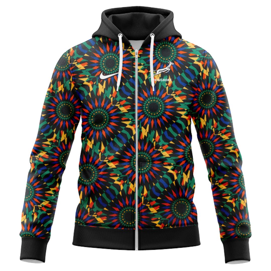 South Africa Springboks 2025 Pre Match Hoodie with Zipper
