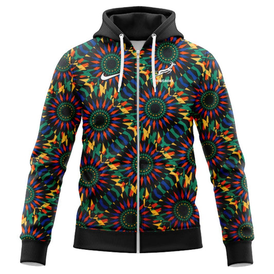 South Africa Springboks 2025 Pre Match Hoodie with Zipper