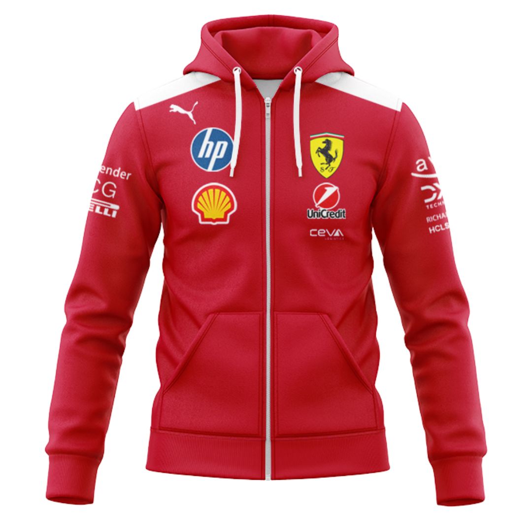Scuderia Ferrari 2025 Team Hoodie with Zipper
