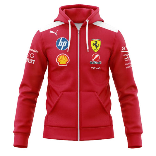 Scuderia Ferrari 2025 Team Hoodie with Zipper