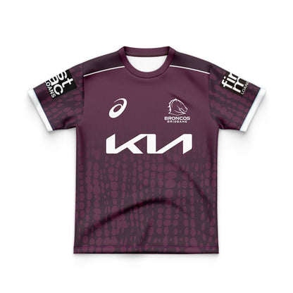 Brisbane Broncos 2025 Kids Maroon Training Jersey