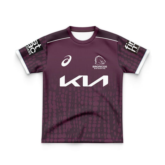 Brisbane Broncos 2025 Kids Maroon Training Jersey