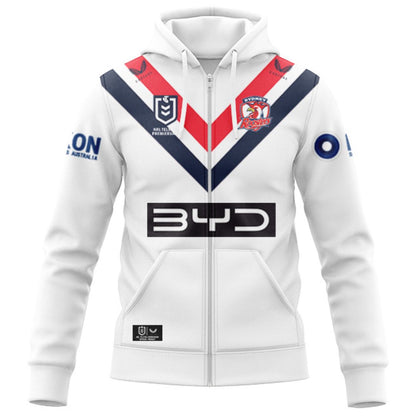 2025 Sydney Roosters Away Hoodie with Zipper