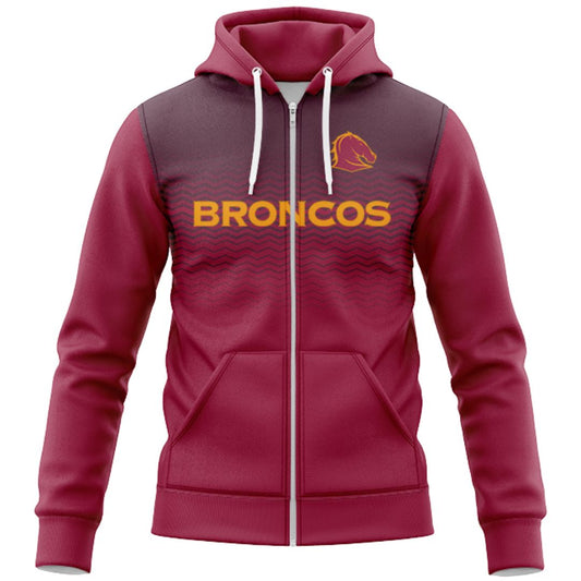 Brisbane Broncos 2025 Training Hoodie with Zipper
