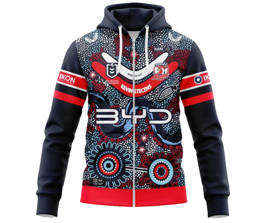 Sydney Roosters 2025 Indigenous Hoodie with Zipper