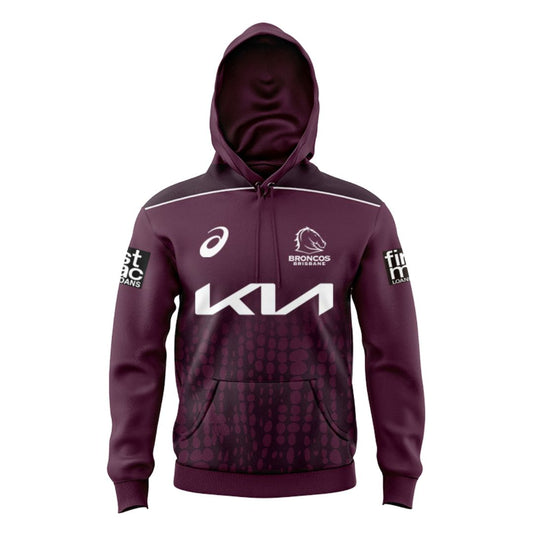 Brisbane Broncos 2025 Kids Maroon Training Hoodie