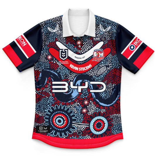 Sydney Roosters 2025 Kids Indigenous Polo Shirt