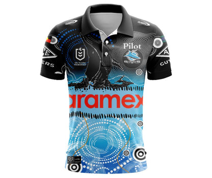 Cronulla Sutherland Sharks 2025 Indigenous Polo Shirt