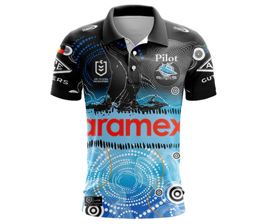 Cronulla Sutherland Sharks 2025 Indigenous Polo Shirt