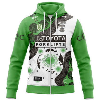 Canberra Raiders 2025 Indigenous Hoodie with Zipper