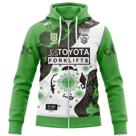 Canberra Raiders 2025 Indigenous Hoodie with Zipper