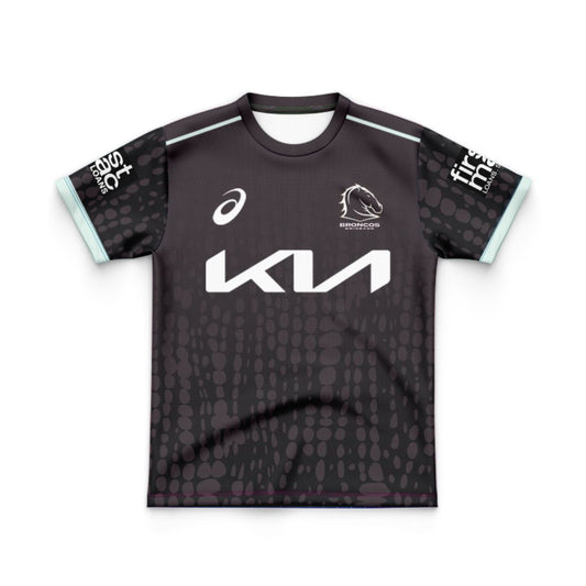 Brisbane Broncos 2025 Kids Black Training Jersey