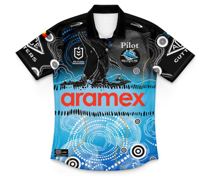 Cronulla Sutherland Sharks 2025 Kids Indigenous Polo Shirt