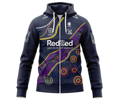 Melbourne Storm 2025 Indigenous Hoodie with Zipper