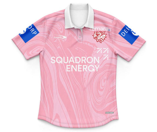 St George Illawarra Dragons 2025 Kids Pink Training Polo Shirt