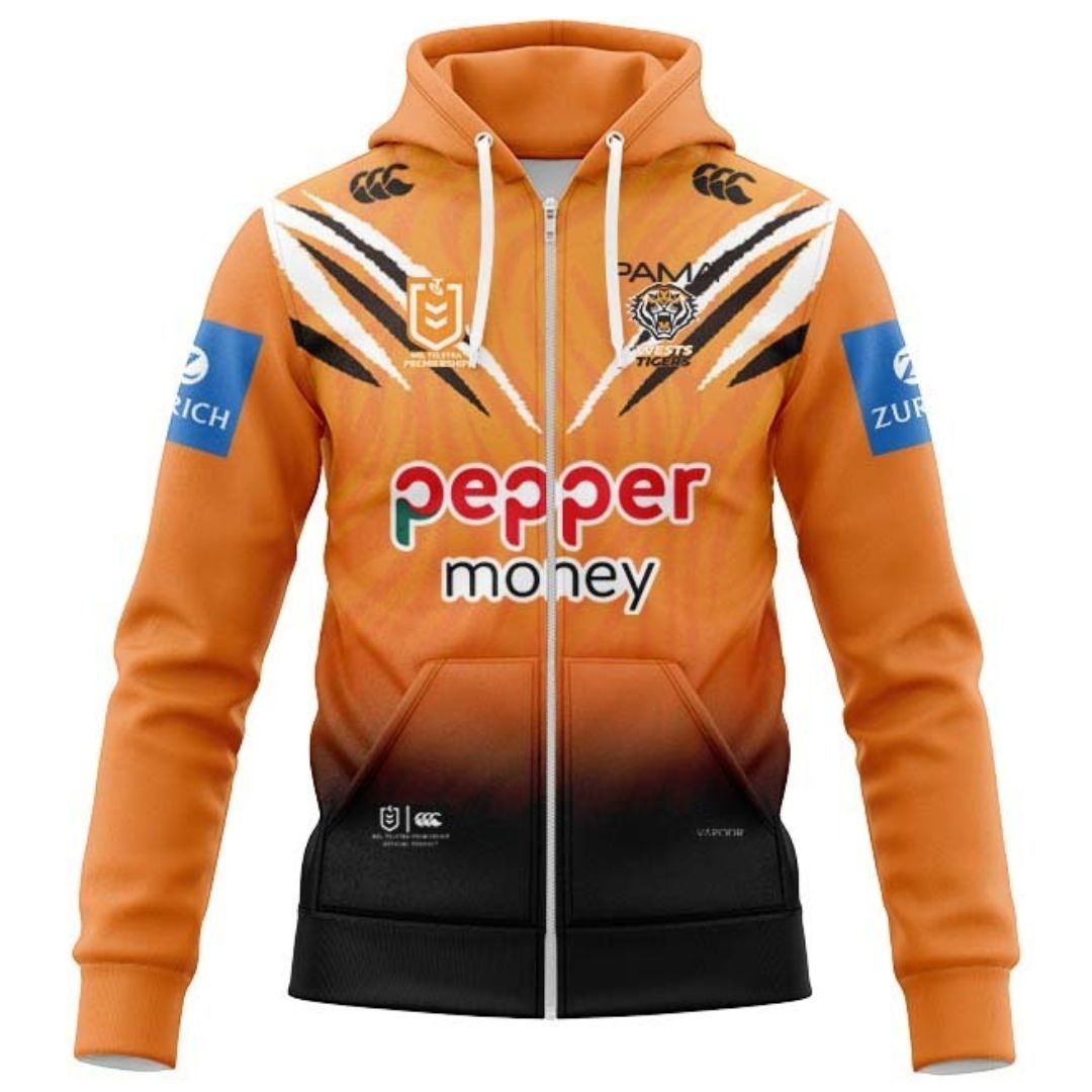 Wests Tigers 2026 Training Hoodie with Zipper