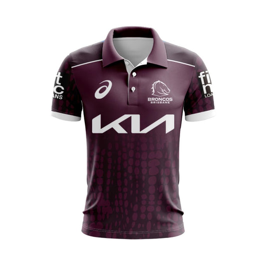 Brisbane Broncos 2025 Maroon Training Polo Shirt