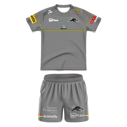 Penrith Panthers 2025 Kids Grey Media Jersey and Shorts Kit